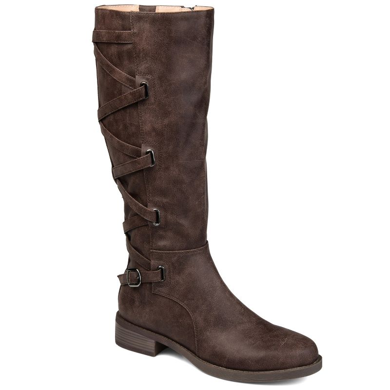 Journee Collection Womens Carly Stacked Heel Riding Boots, 1 of 11