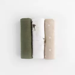 Little Unicorn Cotton Muslin Swaddle Blanket - Oh Deer - 3pk