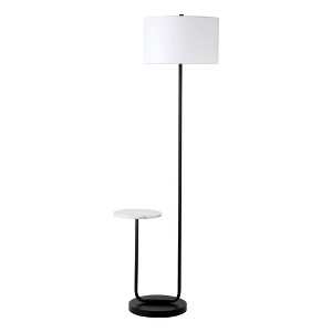 Hudson and Canal Floor Lamp with Marble Tray Table and Fabric Shade - 1 of 4