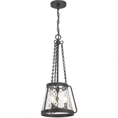 Crawford Matte Black 3-Light Pendant with Clear Water Glass Shade