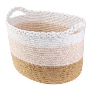 REGALWOVEN Cotton Rope Handcrafted Breathable Odorless Open Storage Bins 15 x 10.2 x 9.4 Inch 1 Pack - 1 of 4