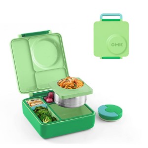 OMIEBox Insulated Bento Lunch Box with Leakproof Thermos Food Jar 3 Compartments - 1 of 4
