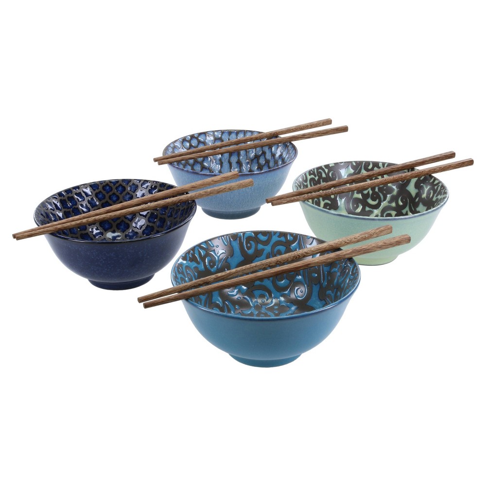 BIA Cordon Bleu Set of 4 6" Albin Bowls with Jichimu Wood Chopsticks