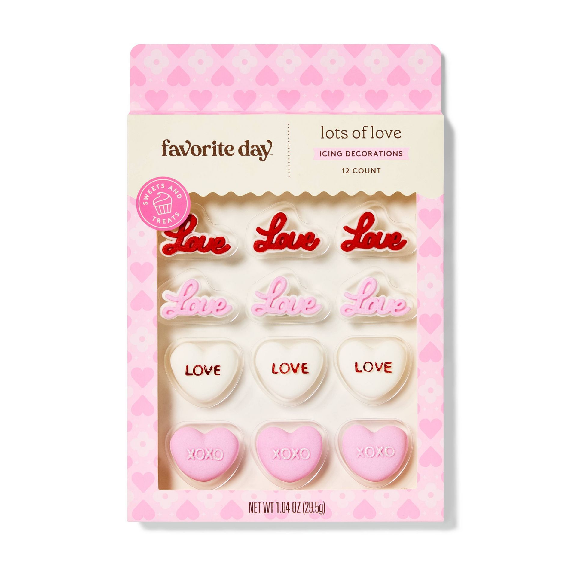 Valentine's Love 2D Red Pink & White Icing Decorations - 12ct/1.04oz - Favorite Day™
