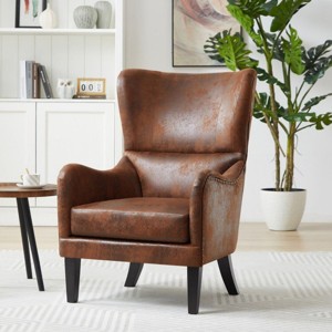 Wingback Accent Chairs with Nailhead Trim and High Back,Microfiber Club Chair with Armrests,Polyester Accent Chair for Living Room-Koiai - 1 of 4