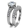 Slickblue Women’s Bridal Ring Set, Silver, 8mm Round CZ Center, Accent Stone Band, Polished Stainless Steel, Size 5-10 - 4 of 4
