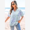 Amaryllis Women’s V-Neck Short Sleeve Blouse with Layered Ruffle Sleeves Relaxed Fit - 2 of 4
