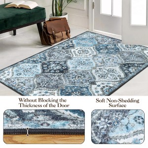 Vintage Area Rugs Washable Floral print Floor Cover, Non-Slip Oriental Accent Carpet, Foldable Low Pile Indoor Mat for Kitchen, Bedroom, Living Room - 1 of 4