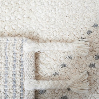 Ivory and Grey 8' x 10' Handmade Wool Shag Rug