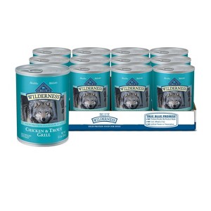 Blue Buffalo Wilderness Grain Free Wet Dog Food Chicken & Trout Fish Grill - 12.5oz/12ct Pack - 1 of 4