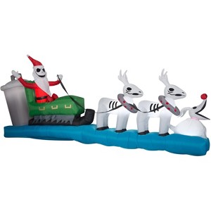 Gemmy Christmas Airblown Inflatable Jack Skellington Sleigh Scene Colossal Disney, 4.5 ft Tall - 1 of 3