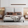 NicBex Queen Size Upholstered Platform Bed Frame,Thick Polyester Fabric Headboard with 2 Large Headrests,No Box Spring Needed,Easy Assembly,Beige/Gray - 2 of 4