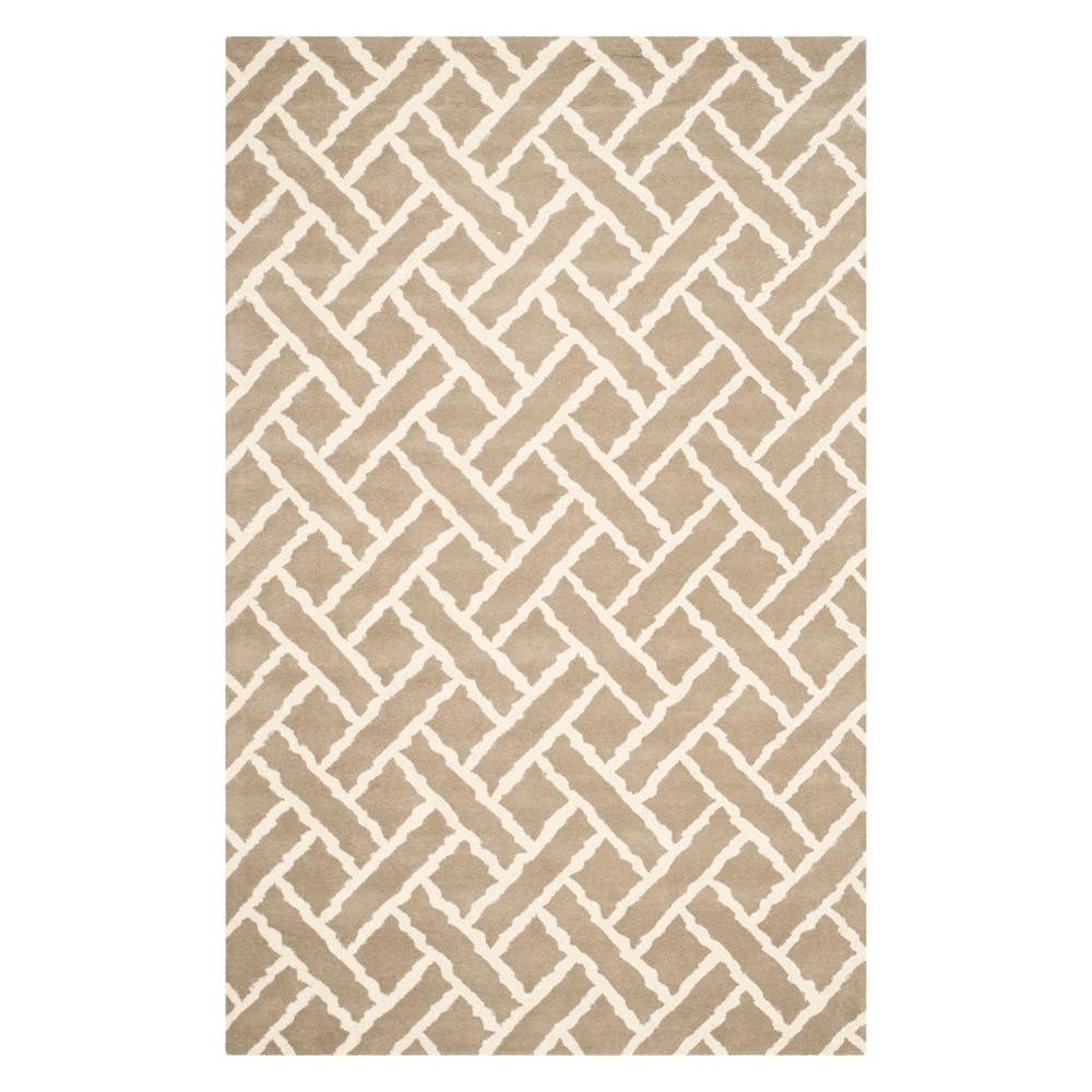 4'x6' Crosshatch Tufted Area Rug Beige/Ivory - Safavieh