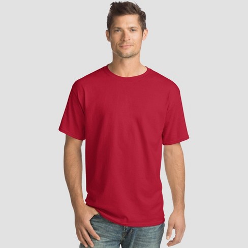 Hanes Men's Essentials Short Sleeve T-shirt 4pk - Deep Red M : Target