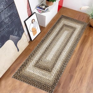 Entryway Rug Small Throw Rug Machine Washable Floor Cover Braided Printed Area Rug Indoor Non Slip Farmhouse Rug Boho Accent Rug - 1 of 4