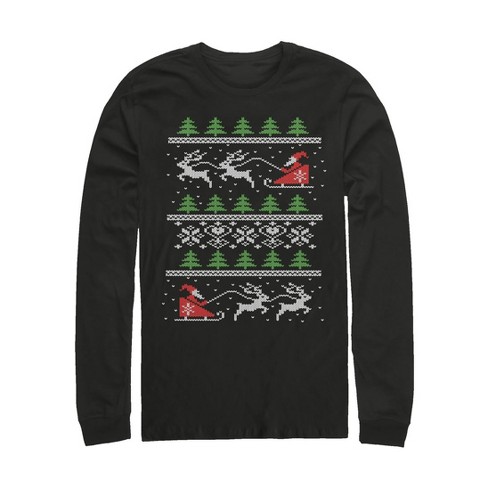 Men's Lost Gods Ugly Christmas Santa's Sled Long Sleeve Shirt : Target