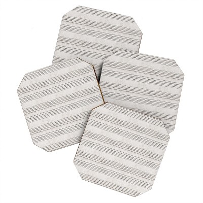 Holli Zollinger LINEN STRIPE RUSTIC Set of 4 Coasters - Deny Designs