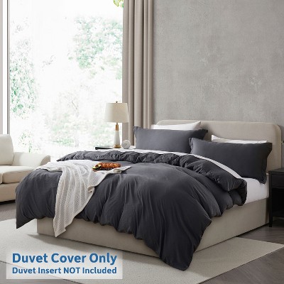 Luxurious King Size Gray Microfiber Duvet Cover Set