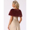 INSPIRE CHIC Women's Elegant Faux Fur Shawl Bow Tie Bridal Wedding Cover-Up Wrap Stole Shrug - 4 of 4
