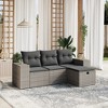 vidaXL 4 Piece Patio Sofa Set with Cushions Gray Poly Rattan - Gray without storage - 2 of 4