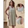 INSPIRE CHIC Women's Linen Sleeveless Summer V Neck Button Down Pleated Midi Dress - 2 of 4