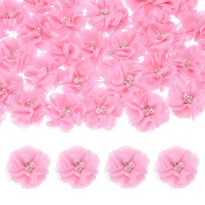 Unique Bargains Mesh Fabric Rhinestone Pearl Chiffon Flowers 2.17 x 2.17 Inch - 1 of 4