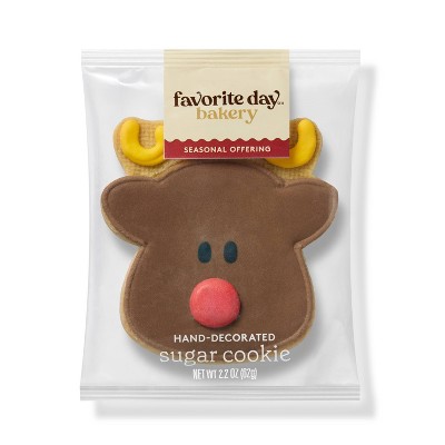 Christmas Hand-Decorated Reindeer Sugar Cookie - 2.12oz  - Favorite Day™