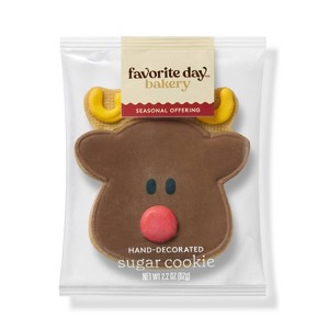 Christmas Hand-Decorated Reindeer Sugar Cookie - 2.12oz  - Favorite Day™ - 1 of 3
