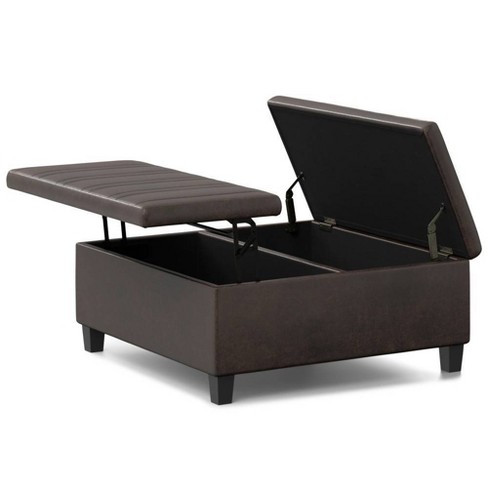 Distressed brown deals leather ottoman