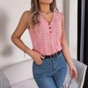 Coolmee Women's Summer Knit Vest Tank Top Button Down Fitted Sleeveless V Neck Loose Vacation Casual Tank - 2 of 4