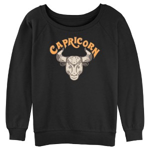 Junior's Women Lost Gods Zodiac Capricorn Art Symbol Sweatshirt - 1 of 4