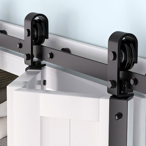 Folding Sliding Barn Door Hardware Kit for 2/4 Doors, Heavy Duty Bi Fold Barn Door Hardware Track Kit Fit Double 12" Bifold Doors, No Doors - 1 of 4