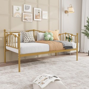 TackView Twin Daybed with Trundle, Metal Sofa Bed Frame with Steel Slat Support, for Living Room, Bedroom, No Box Spring Needed - 1 of 4