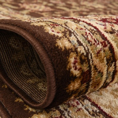 Classic Elegance 4' x 6' Brown Floral Synthetic Area Rug