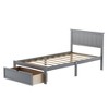 36.2 x 42.4 x 76 Inch Twin Bed Frame Storage Headboard with Under-Bed Storage Drawer Solid Stable Noise Free Easy Assembly for Home Bedroom Grey - 3 of 4