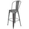 Emma and Oliver Commercial Grade 4 Pack 30" High Distressed Metal Indoor-Outdoor Barstool with Back - 4 of 4