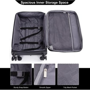 Vynxaria 3-Piece Black Softshell Luggage Set 18" Spinner Suitcase Travel Bag Toiletry Pouch Lightweight Durable - 1 of 4