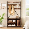 Industrial Coat Rack Shoe Bench Tall Hall Tree with Bench Sturdy Coat Tree with Storage Cubbies - 3 of 4