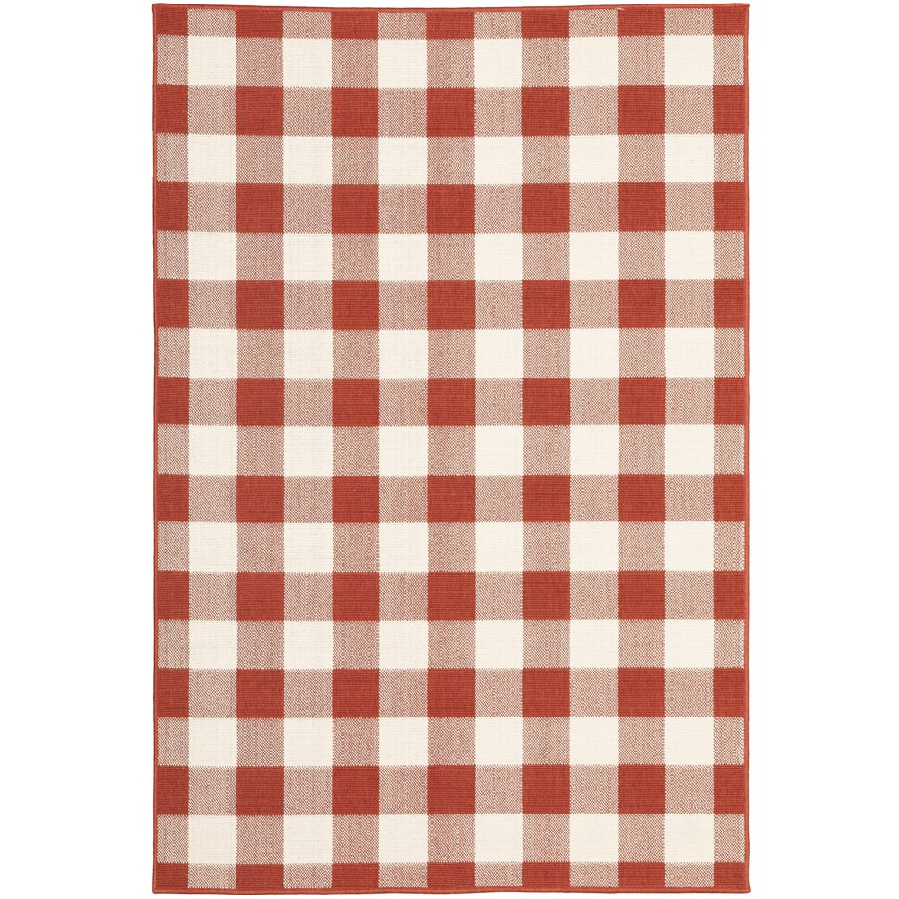 9'x13' Madeline Plaid Check Rug Red/Ivory - Captiv8e Designs