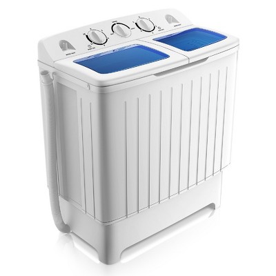 Costway 26lbs Portable Semi-Automatic Twin Tub Washing Machine w/ Drain Pump