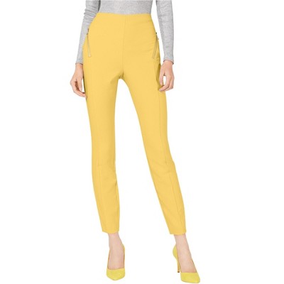 I.N.C International Concepts Womens Zip-Pocket Casual Trouser Pants, Yellow, 4