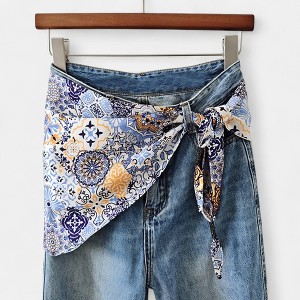 Anna-Kaci Women's Scarf Belt with Intricate Pattern and Side Knot Detail 45.5x12.5in - 1 of 4