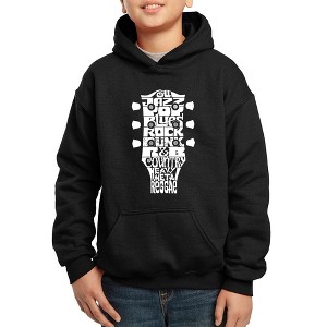 LA Pop Art Boy's Word Art Hooded Sweatshirt - Guitar Head Music Genres - 1 of 4