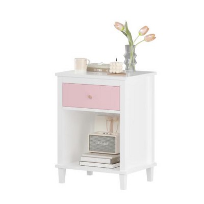 LIVAREEmlen 26.77''H Wooden Nightstand with One Drawer One Shelf for Kids, Adults