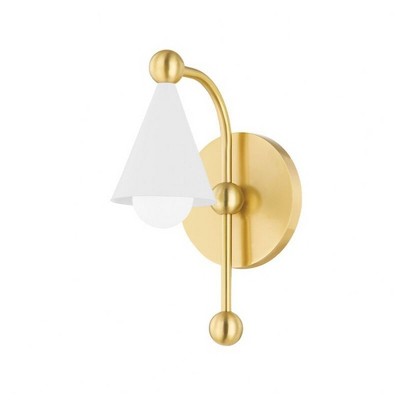 Aged Brass and Soft White Metal Plug-In Wall Sconce