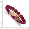 Chisel Stainless Steel Antiqued and Polished Rose IP-plated Dragonfly and Tree of Life 8mm Pink Dyed Jade Beaded Stretch Bracelet - 4 of 4