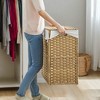 140L (37 Gallon) Rolling Laundry Hamper with Lid, 3-Section Synthetic Rattan Laundry Basket Storage with Removable Liner, 26x13x26 Inches - 4 of 4