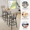 Zevemomo 3 Pieces Round Bar Table Set,Small Dining Table for 2, with Storage,Upholstered Stools with Backrest for Kitchen,Dining Room & Bistro-Grey - 4 of 4