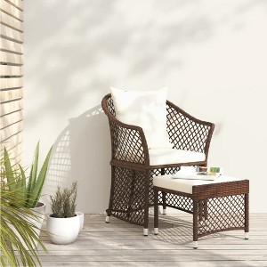 vidaXL 2 Piece Patio Lounge Set with Cushions Brown Poly Rattan - 1 of 4