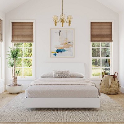 Paris Queen White Floating Platform Bed with Lateral Storage Headboard